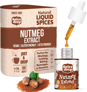 Spice Drop Nutmeg Extract - Up to 180 Drops Per Bottle | Coffee, Cooking, Baking, Dessert | Rich In Quality And Aroma | No Added