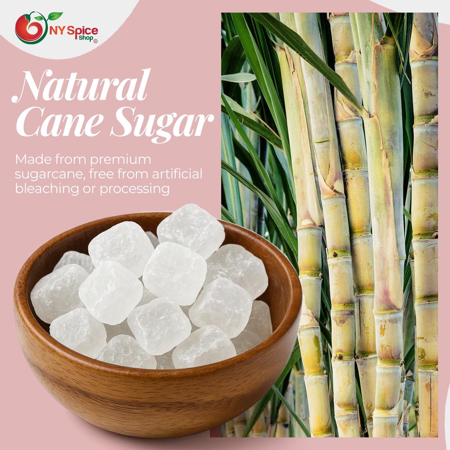 NY Spice Shop Lump Sugar Crystals - Edible Clear Candy for Coffee & Tea - 48 Ounce