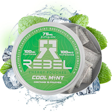 Rebel Supplements Nootropic Energy Caffeine Pouches, 100mg Caffeine, Sugar-Free, Cool Mint, Pack of 1