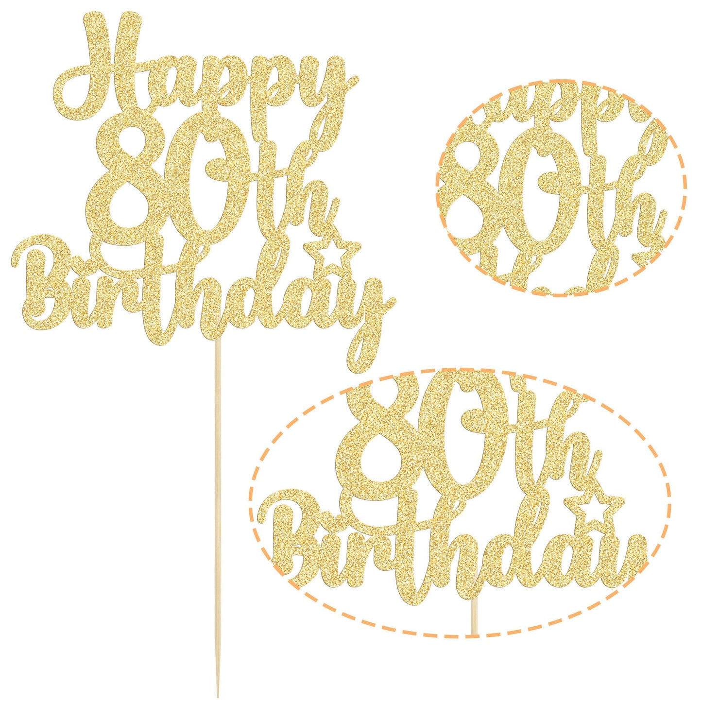 Gyufise 1Pc Happy 80Th Birthday Cake Topper Glitter Cheers To 80 Years Old Birthday Cake Pick For Happy 80Th Birthday Anniversar