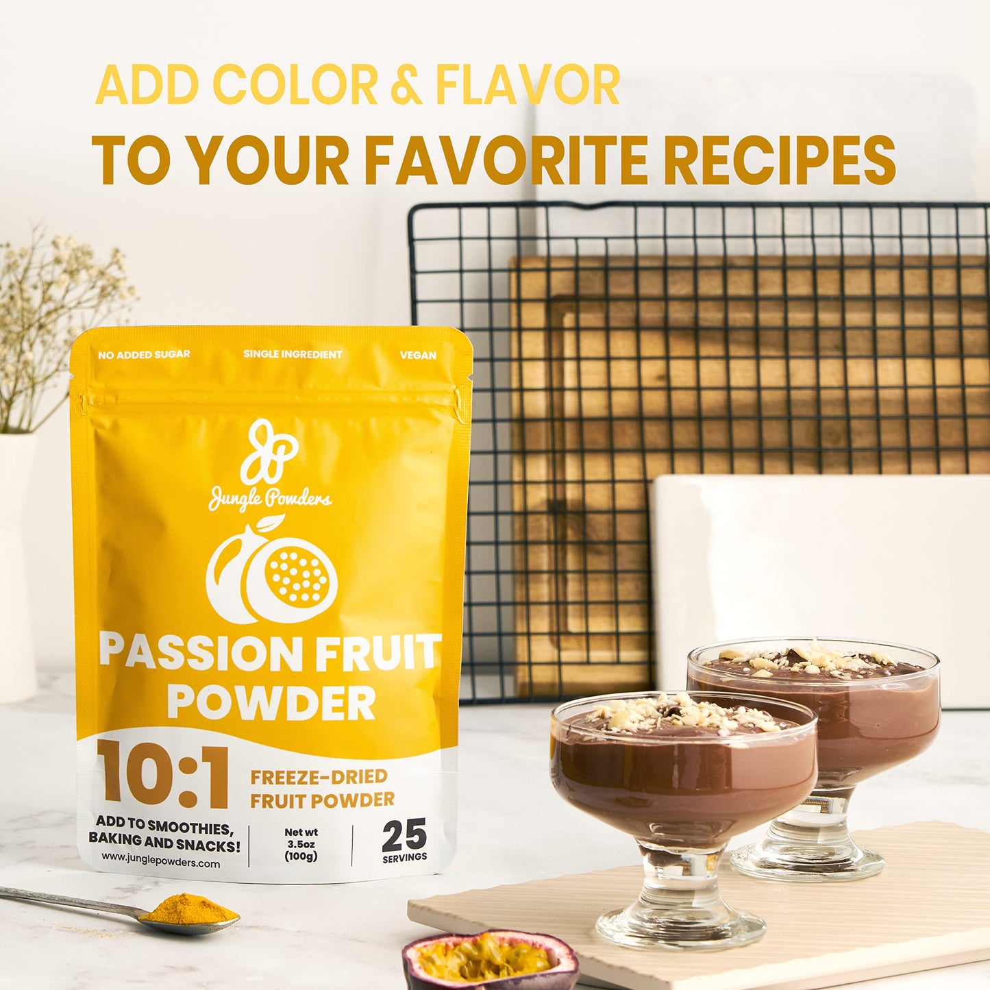Jungle Powders Passion Fruit Powder, Freeze Dried, 3.5 Ounce, Yellow, 25 Servings
