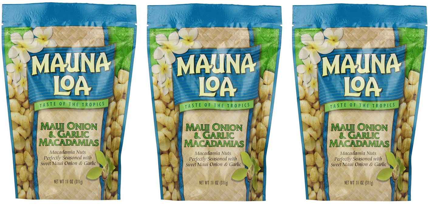 Mauna Loa Macadamias, VycdTT 3 Pack (Maui Onion and Garlic)