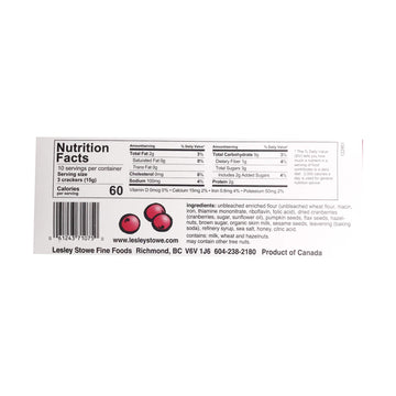 Lesley Stowe Raincoast Crisps Cranberry And Hazelnut Flavor, Non Gmo, 5.3 Ounce (Pack Of 12)