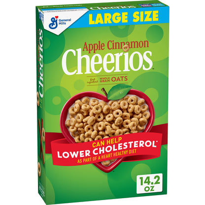 Apple Cinnamon Cheerios, Heart Healthy Gluten Free Breakfast Cereal, Made with Whole Grain Oats, Large Size, 14.2 oz