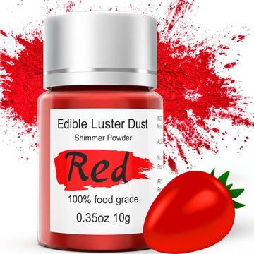 Edible Red Luster Dust For Cake Decorating - 0.35Oz Colaele Gold Shimmering Edible Glitter Dust For Chocolates, Metallic Food Co