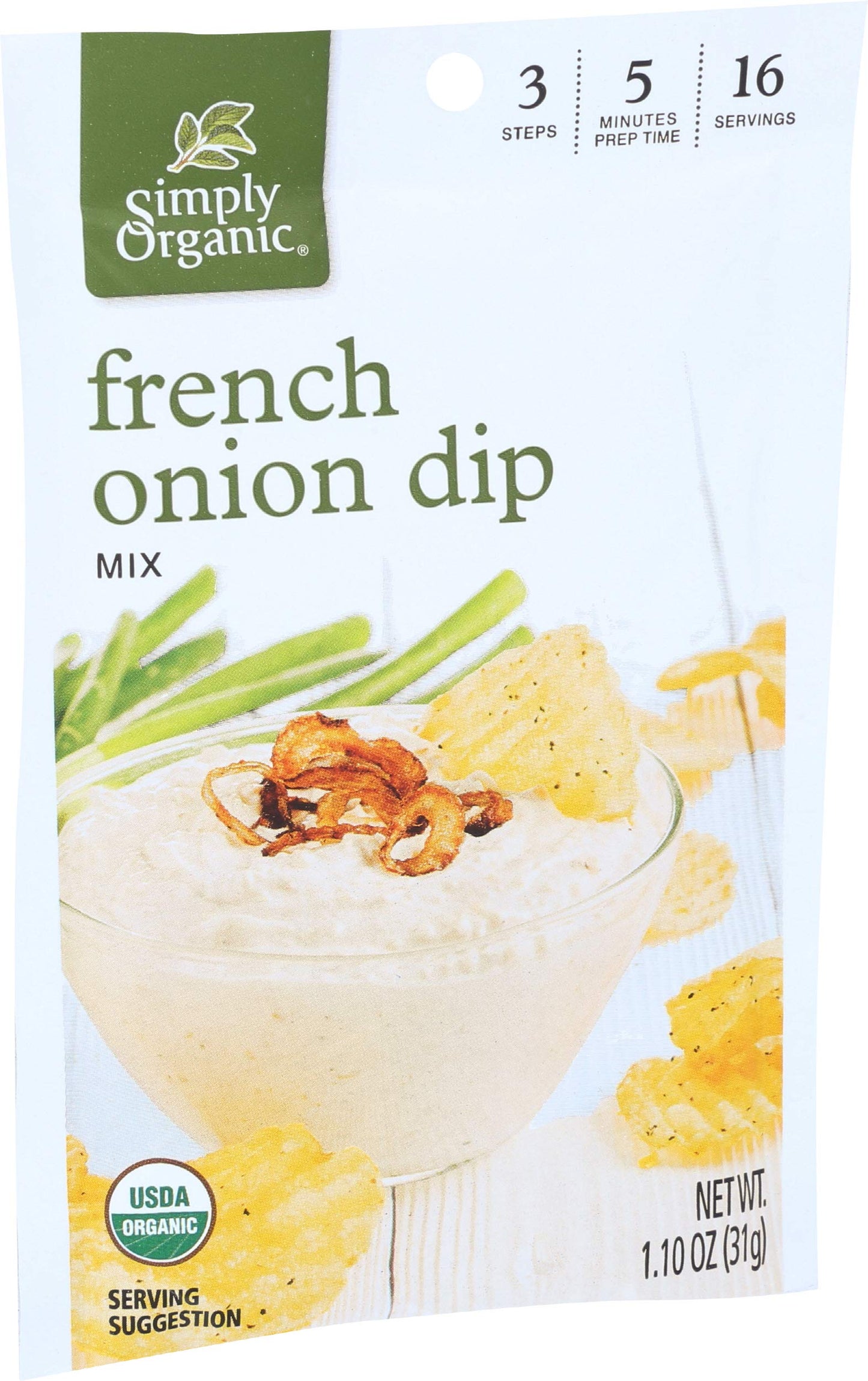 Simply Organic French Onion Dip, Certified Organic, Gluten-Free | 1.1 oz | Pack of 2