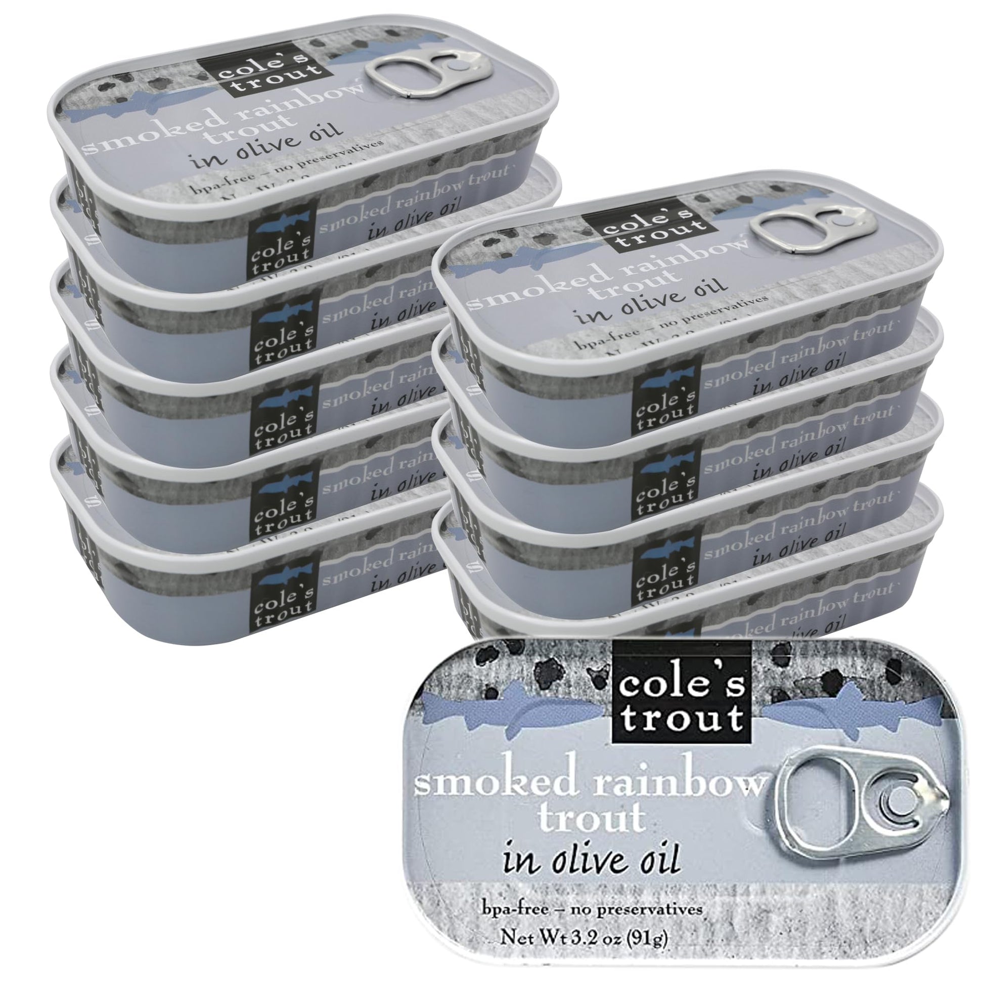 Coles Smoked Trout Fillet in Olive Oil, 3.2oz Canned Fish, High Protein, Pack of 10