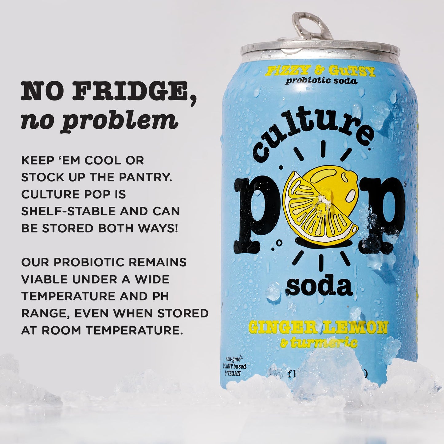 Culture Pop Soda Sparkling Probiotic Drink, Vegan Soda for Gut Health, Non-GMO, GF, No Added Sugar, 12 Pack, 12 Fl Oz Cans, Zest
