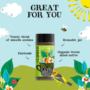 Clipper Coffee: Organic Latin American Decaf Instant Coffee - Medium Roast Coffee, Freeze Dried & Ethically Sourced - 6 Pack, 10