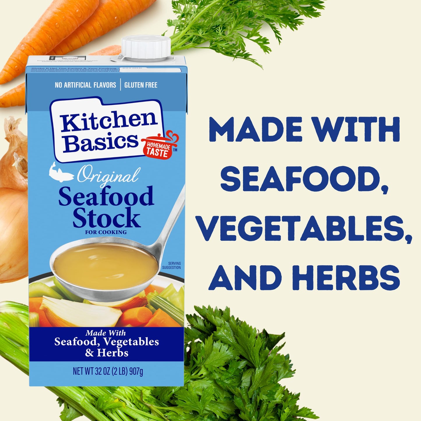 Kitchen Basics Seafood Stock, No Artificial Flavors, Gluten Free, 32 oz (Pack of 12)