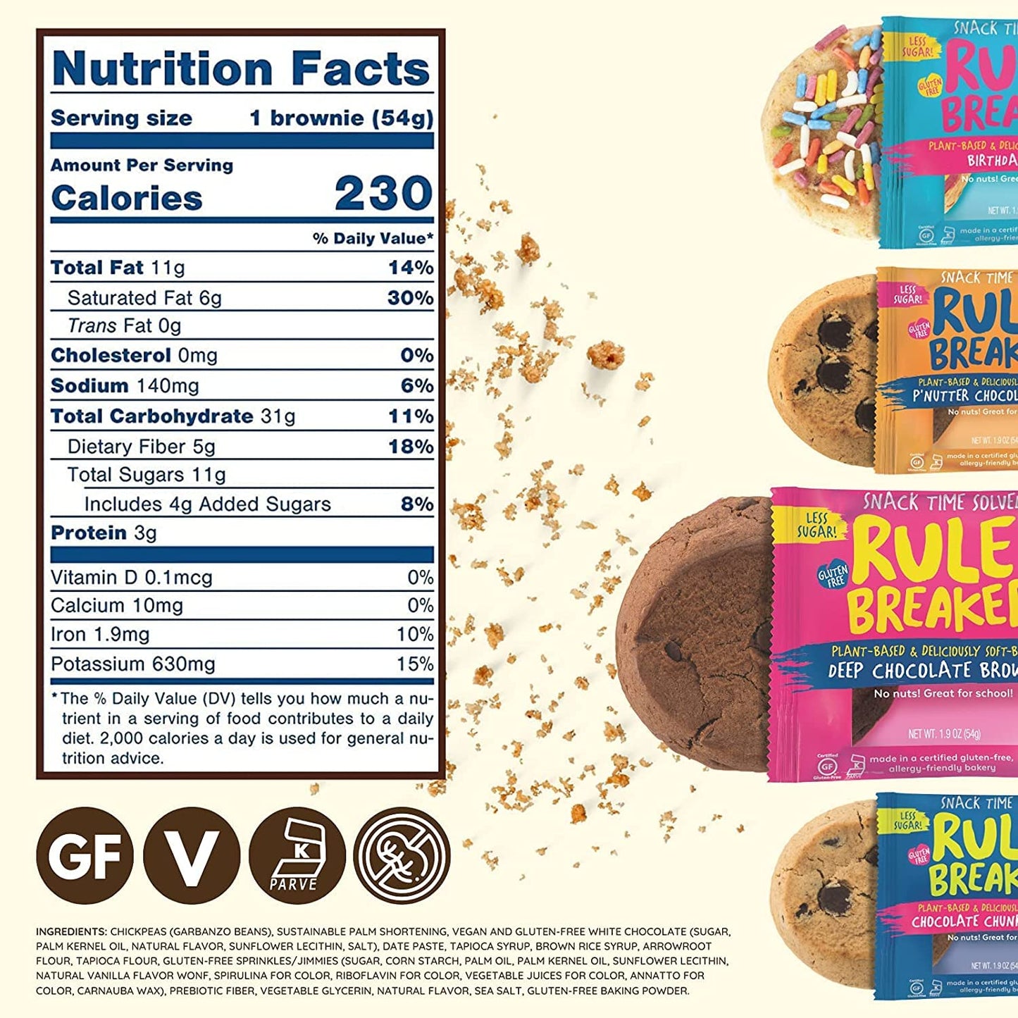 Rule Breaker Snacks Chocolate Brownie | Vegan, Gluten-Free, Dairy-Free, Nut-Free, Allergen-Free, Soy-Free | Great for School, Lu