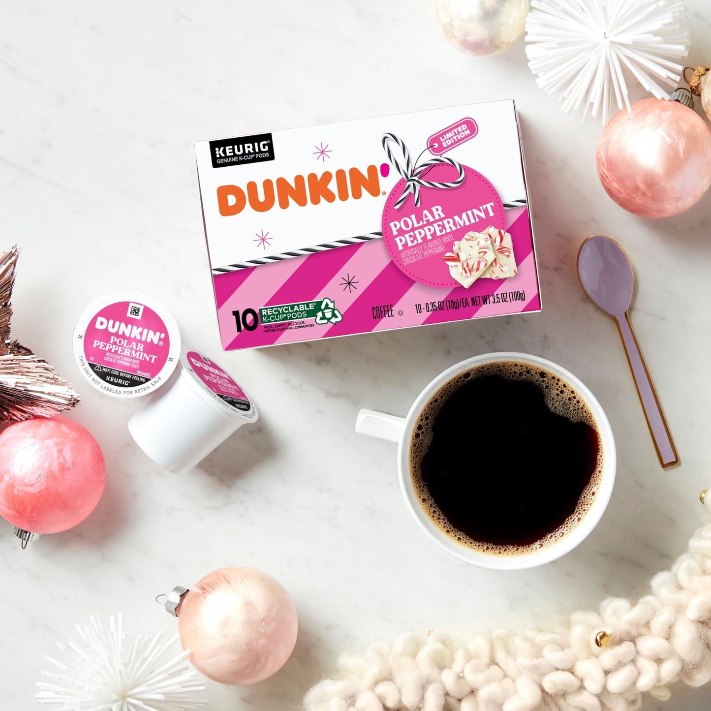 Dunkin Polar Peppermint Flavored Coffee, 60 Keurig K-Cup Pods