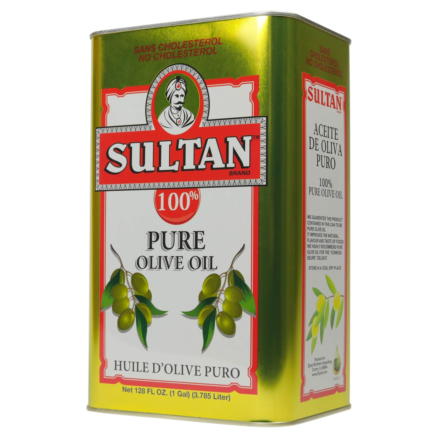 Sultan Premium Pure Olive Oil, First Cold-Pressed, Rich Fruity Flavor, 128 FL. OZ, Cholesterol-Free, Ideal for Culinary & Skincare