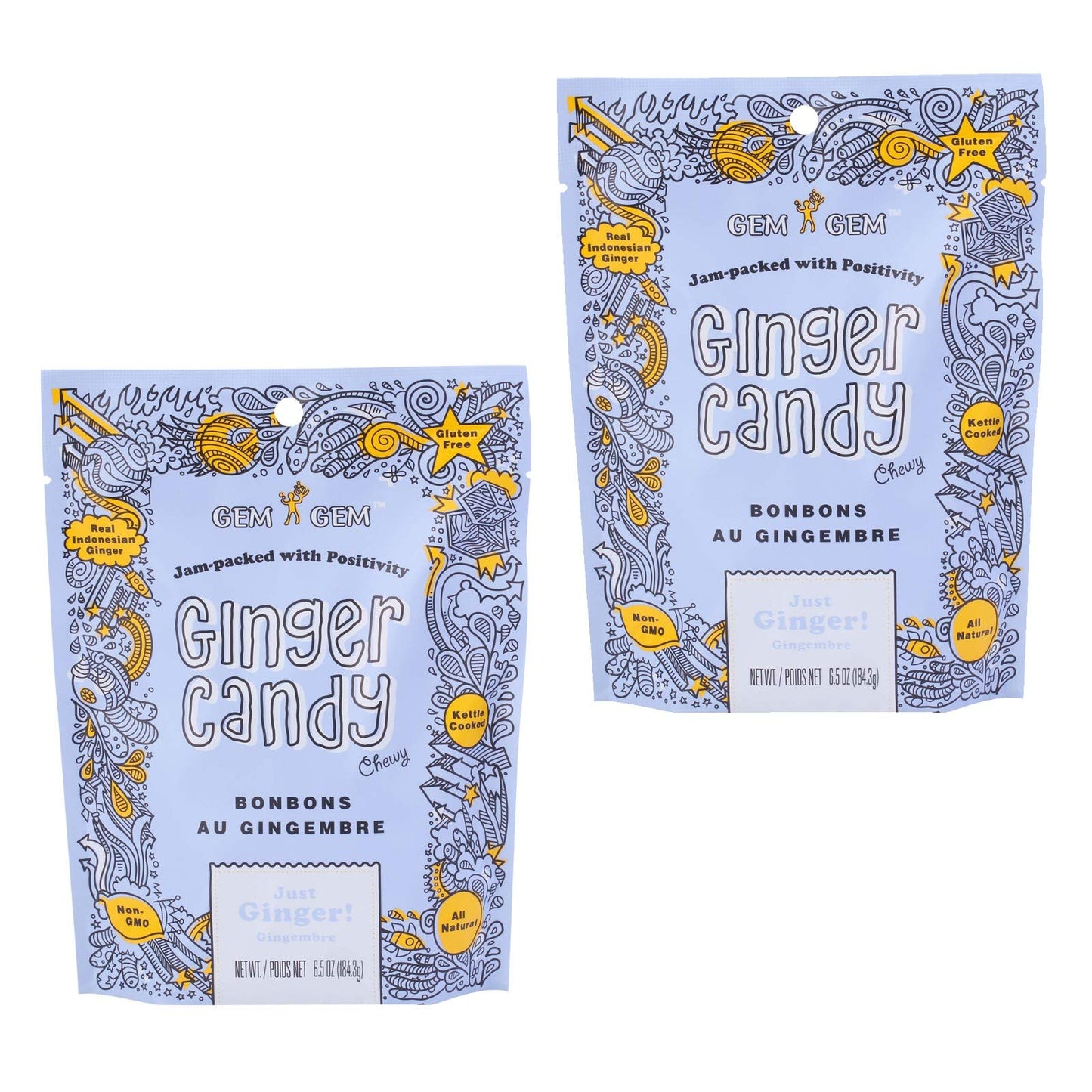 Gem Gem Ginger Candy Chewy Ginger Chews (Original, 6.5Oz, Pack Of 2)