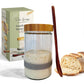Touchet Heritage Sourdough Starter Jar - 32oz Thick Glass with Bamboo Lid, 6.5” x 4”, Includes Wooden Spoon & Silicone Measuring Band