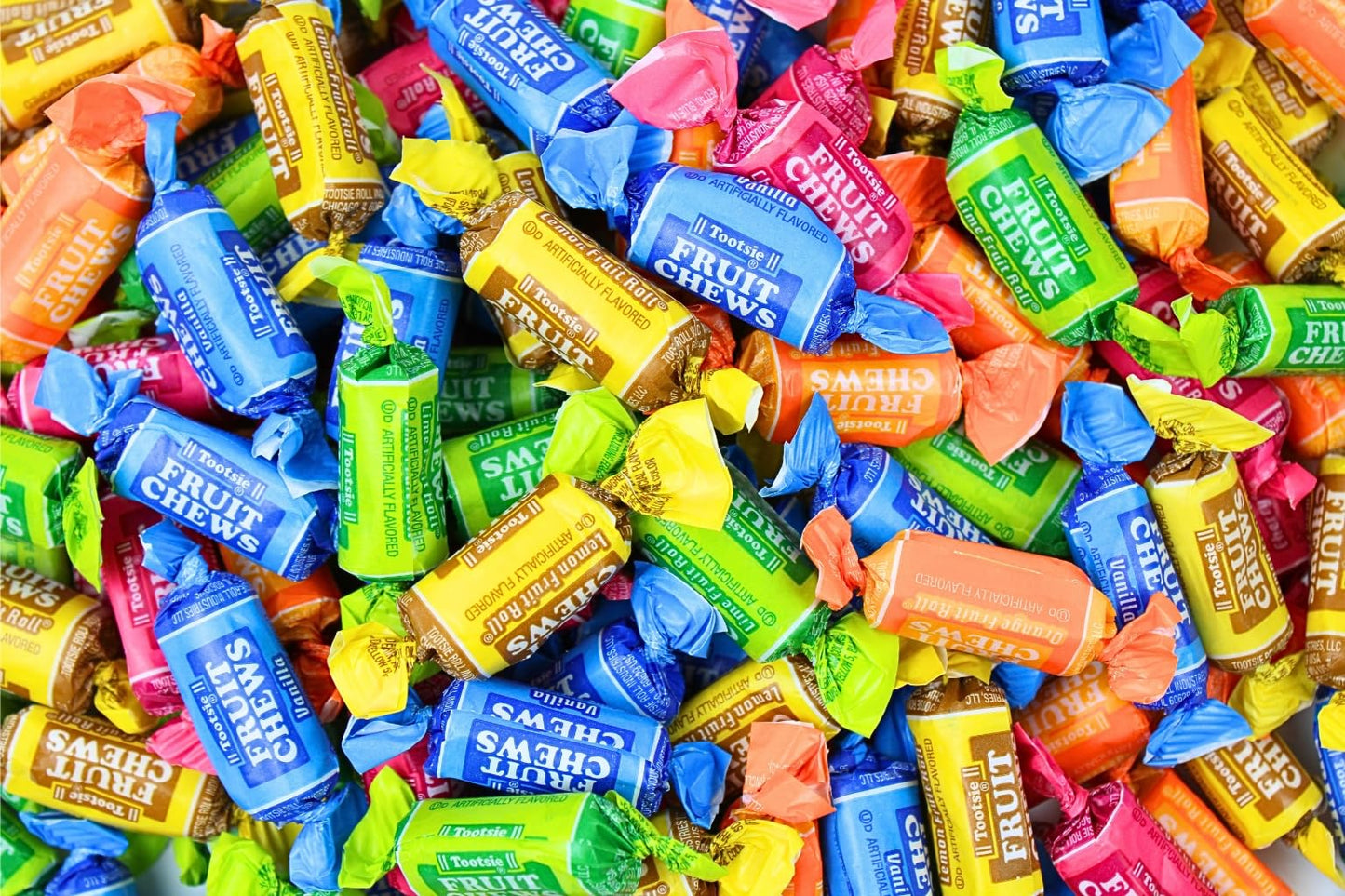QUEEN CITY CANDY CAVE Mini Fruit Flavored Tootsee Roll Chews, Individually Wrapped, 2 Pound Bulk Pack