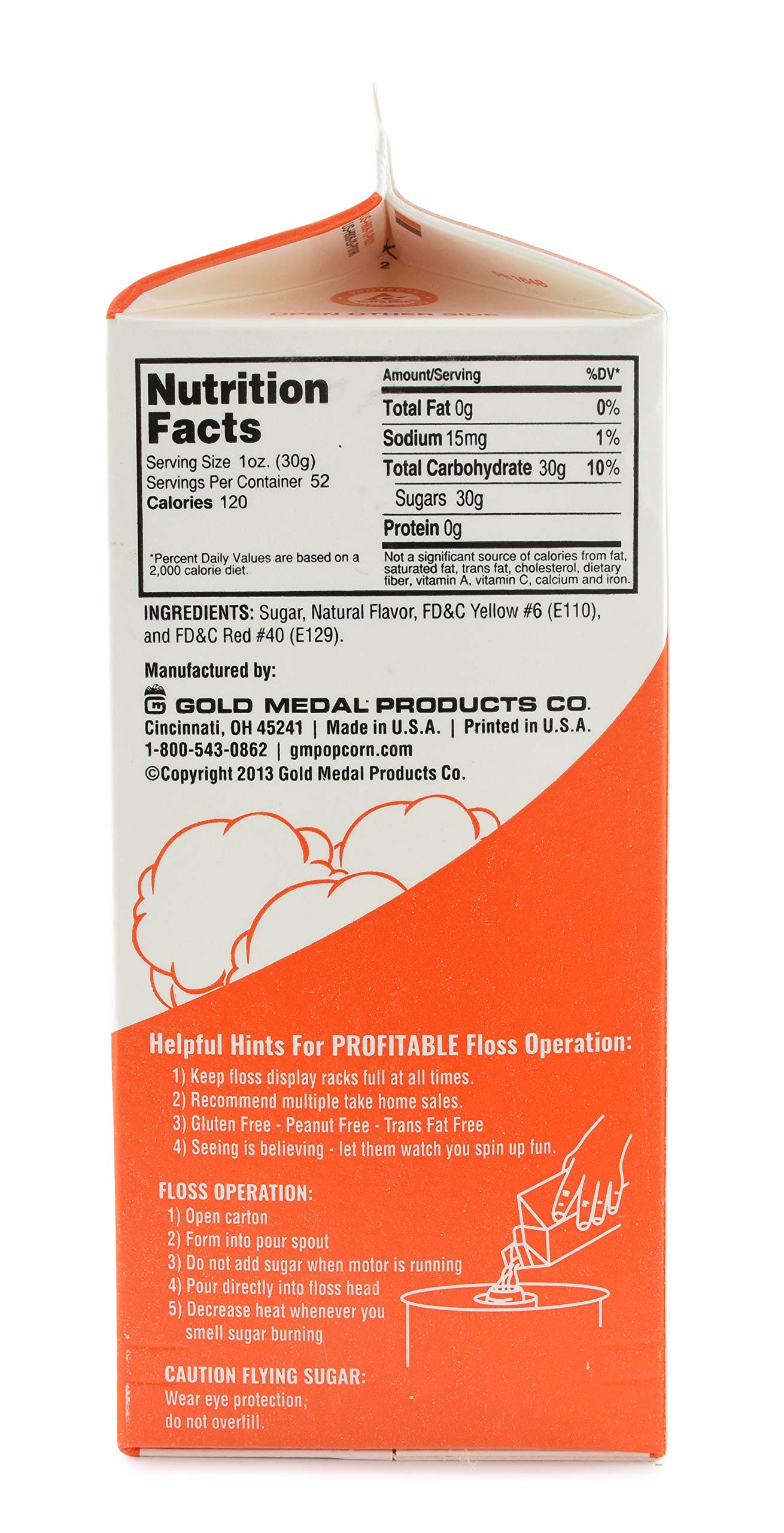 Gold Medal Orange Candy Floss Sugar, 52 oz - 1/2 Gallon, 6 Pack