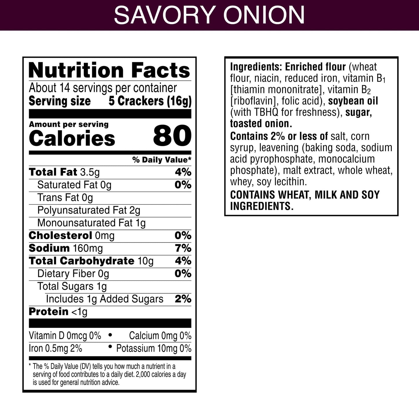 Toasteds  ers, Savory Onion, 8 oz Box, Party Snacks, Lunch Snacks, Model 3010032219