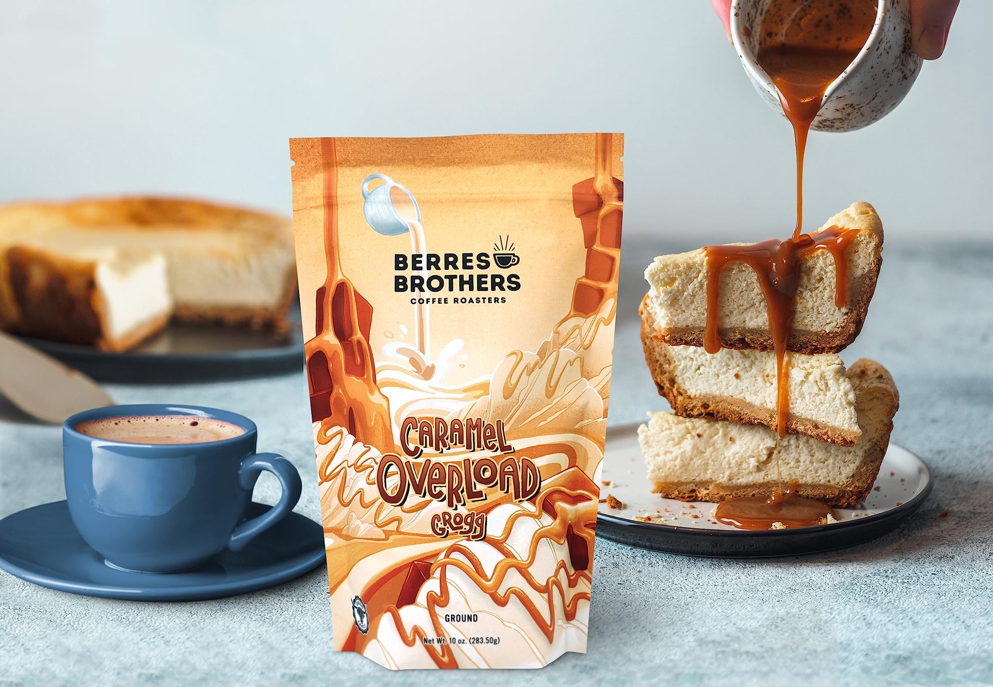 Berres Brothers Caramel Overload Grogg Ground Coffee 10 Ounce Bag, Creamy with an Explosion of Caramel Flavor, Medium Roast
