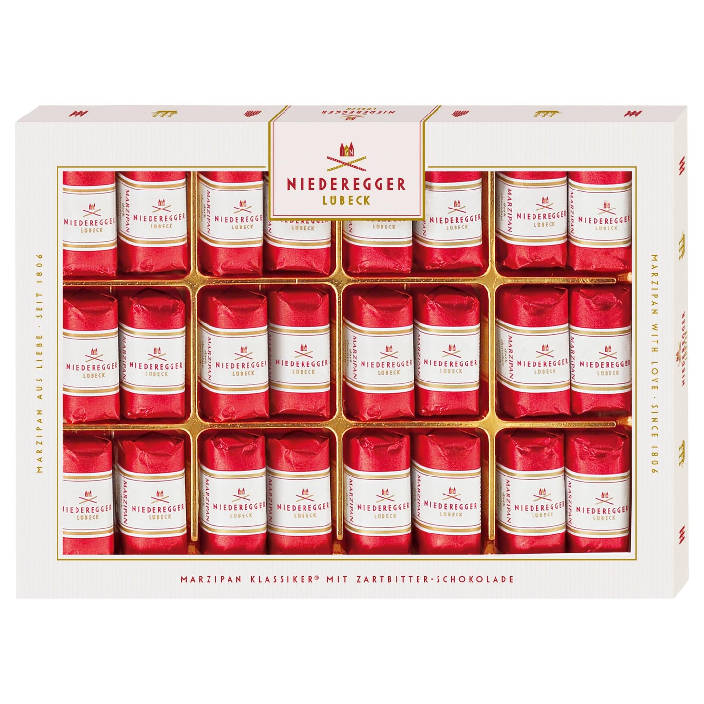 Niederegger Classic Loaves - Pure Marzipan Covered In Crisp & Dark Chocolate - 300G / 10.5Oz | 24 Pieces Per Box | Premium, Handcrafted, Authentic | Made In Germany Since 1806 | Kosher