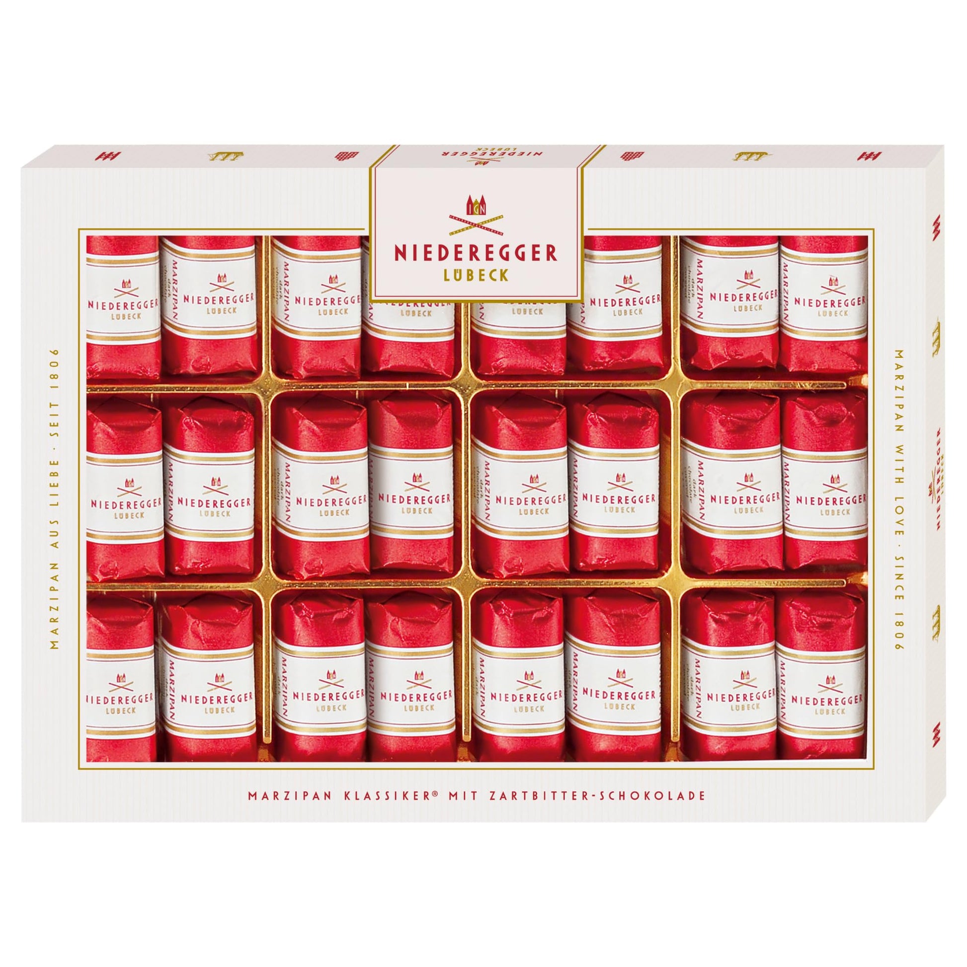 Niederegger Classic Loaves - Pure Marzipan Covered In Crisp & Dark Chocolate - 300G / 10.5Oz | 24 Pieces Per Box | Premium, Handcrafted, Authentic | Made In Germany Since 1806 | Kosher
