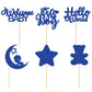 Gyufise 24Pcs Baby Shower Boy Cupcake Toppers With Moon Star Bear Light Blue Glitter It'S A Boy Welcome Baby Hello World Baby Bo