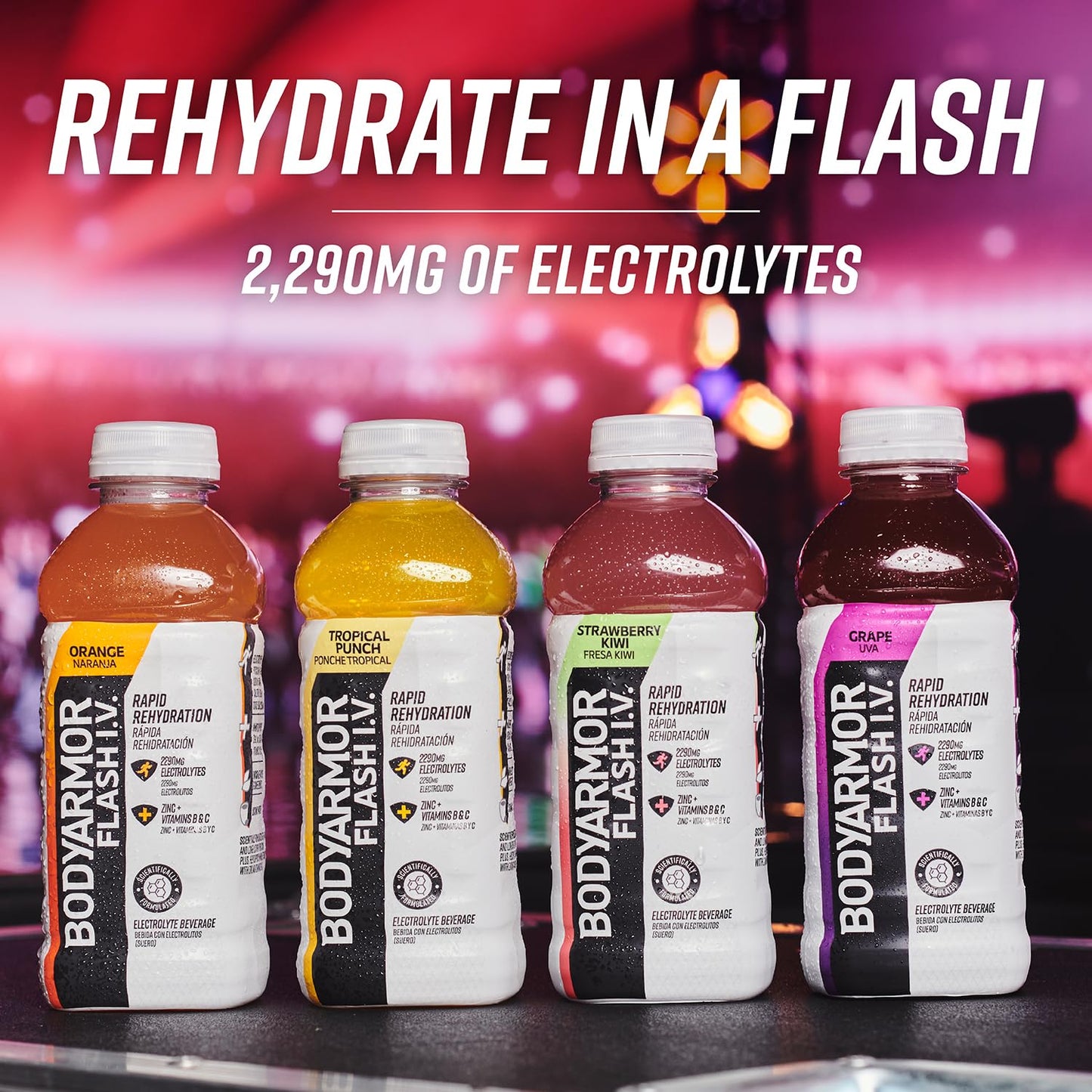 BODYARMOR Flash I.V. Electrolyte Beverage, Tropical Punch, 20 Fl Oz (Pack of 12)