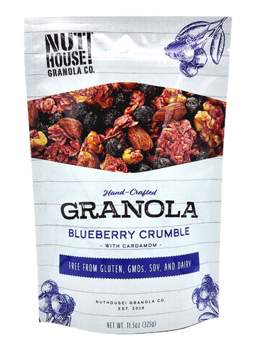 Nuthouse! Granola Company - Premium Blueberry Crumble Granola | Certified Gluten-Free, Non-Gmo, Kosher | Vegan, Soy-Free | 11.5