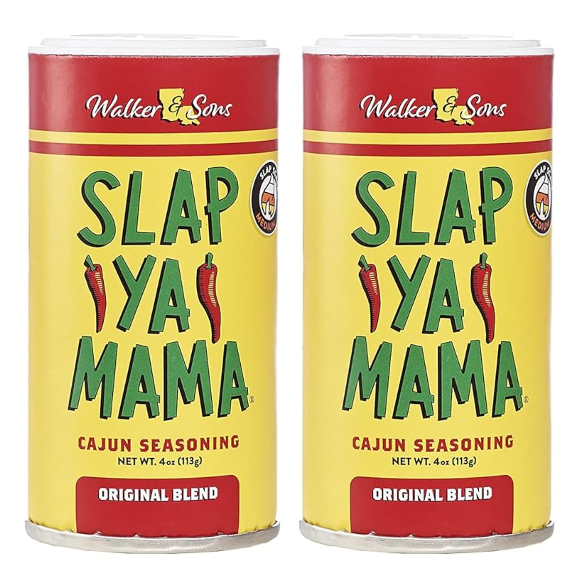 SLAP YA MAMA Cajun Seasoning Original Blend, All Natural, No MSG, 4 oz Can, Pack of 2