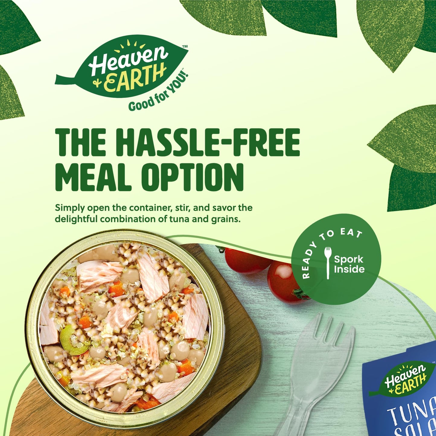 HEAVEN & EARTH Tuna Salad with Beans & Grains, 5.64oz (4 Pack), Travel Friendly, Kosher