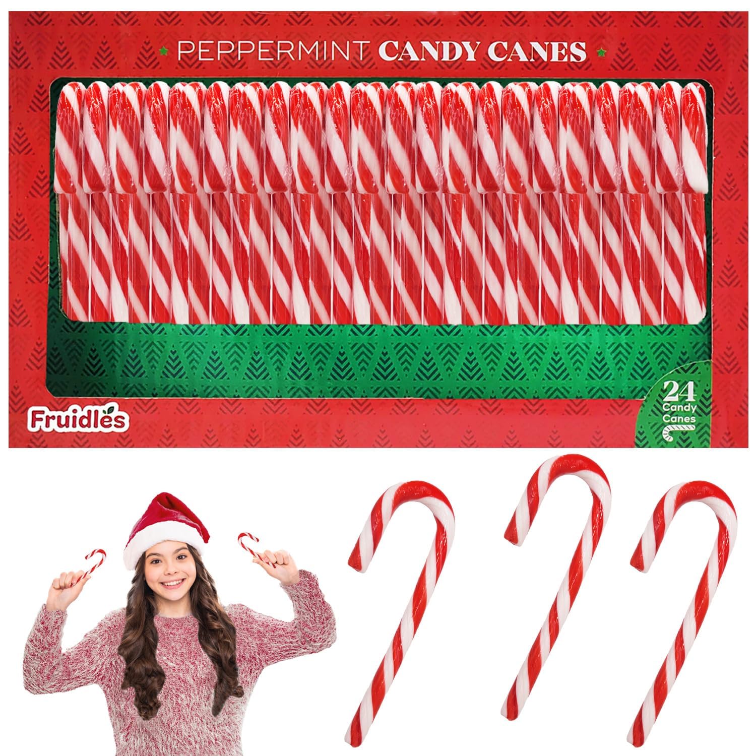 Fruidles Christmas Candy Canes Suckers, Peppermint Flavor, Individually Wrapped (144-Pack)