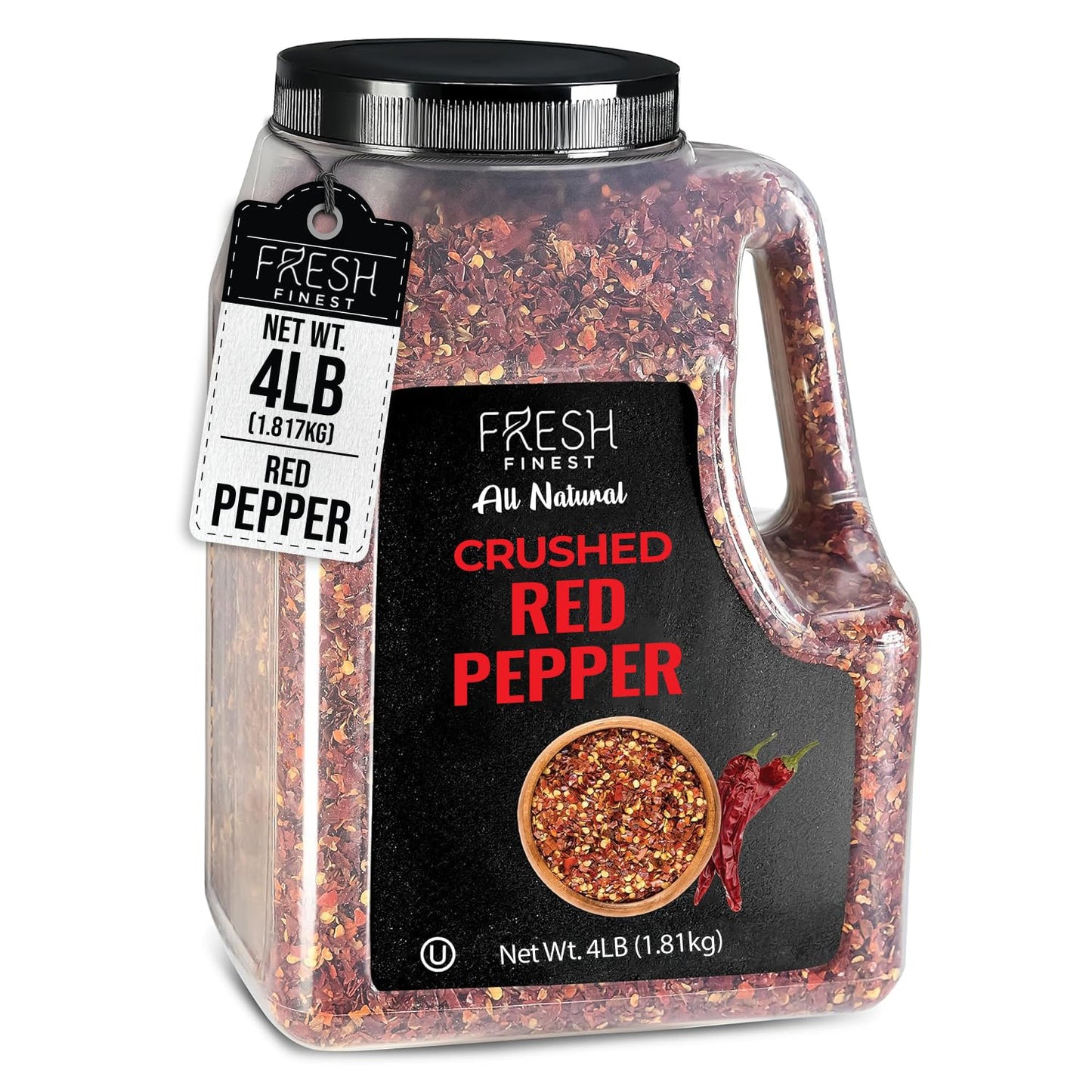 Fresh Finest Bulk 4LB Crushed Red Pepper Spices Commercial and Home Cooking - Chili Pepper Flakes  Red Peppers Spice Best for Pizza  Flatbreads  Beef  and More - 4 LB