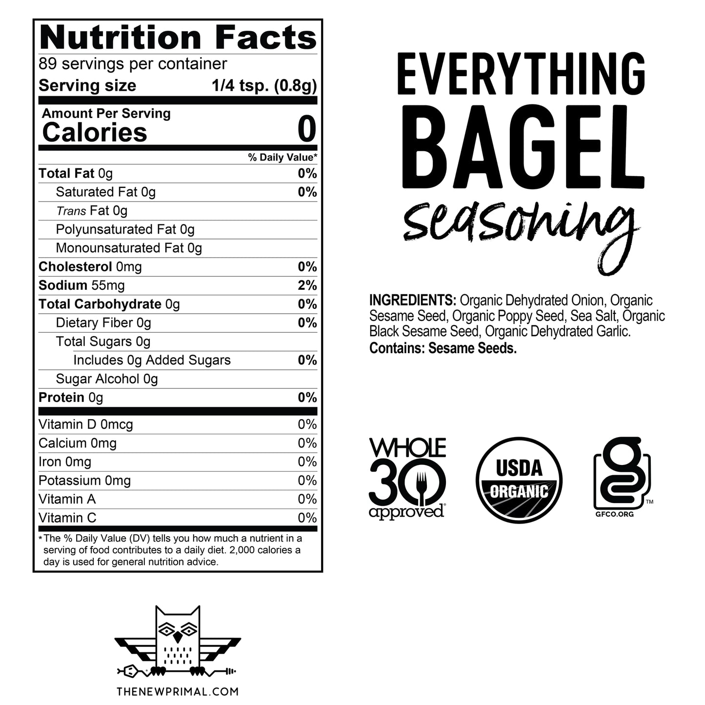 The New Primal THE NEW PRIMAL Organic Everything Bagel Seasoning, 2.5 OZ
