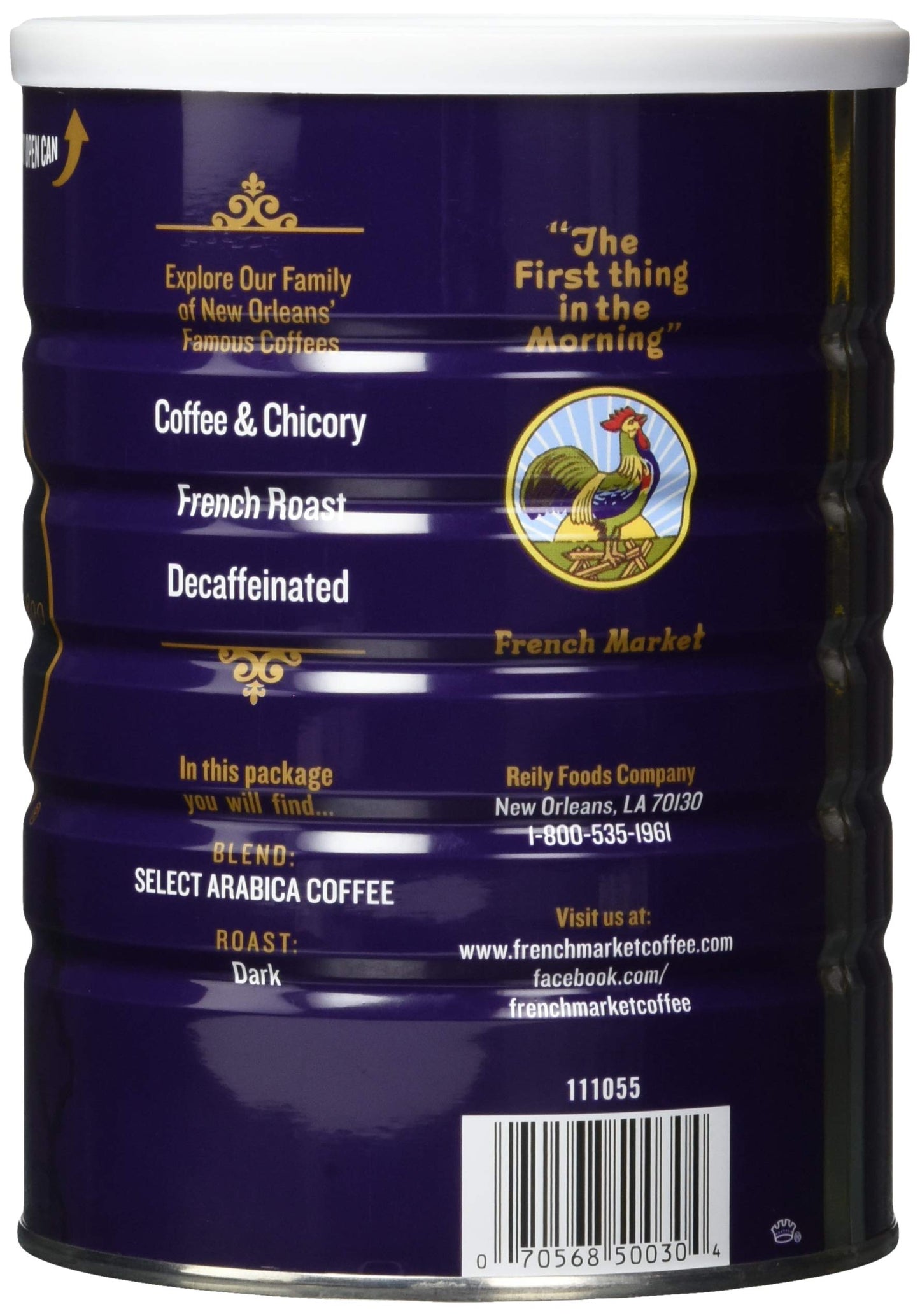FRENCH MARKET Dark Roast Ground Coffee, 12oz Can, Restaurant Blend, Pack of 1