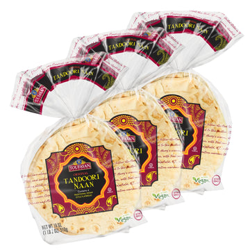 Toufayan Original Naan Tandoori | Non-Gmo And Vegan (3 Pack, 12 Flatbreads Total)