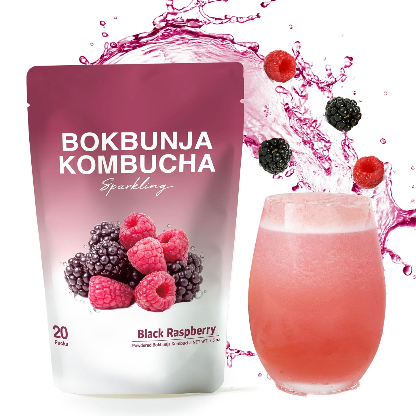 DALAMHARI Kombucha Powder | Black Raspberry Bokbunja 20T | Kombucha Drink Probiotic Soda Urban Kombucha Synergy Scoby Kombucha S