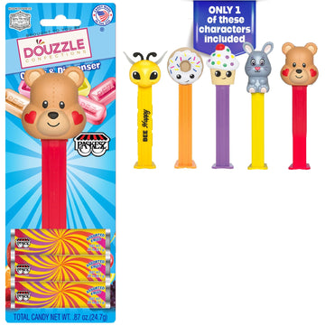 DOUzzle Kosher Pez Candy & Favorites Dispenser + 3 Assorted Fruit Refills (Pack of 1) Gluten Free, Kosher Parve, USA Made