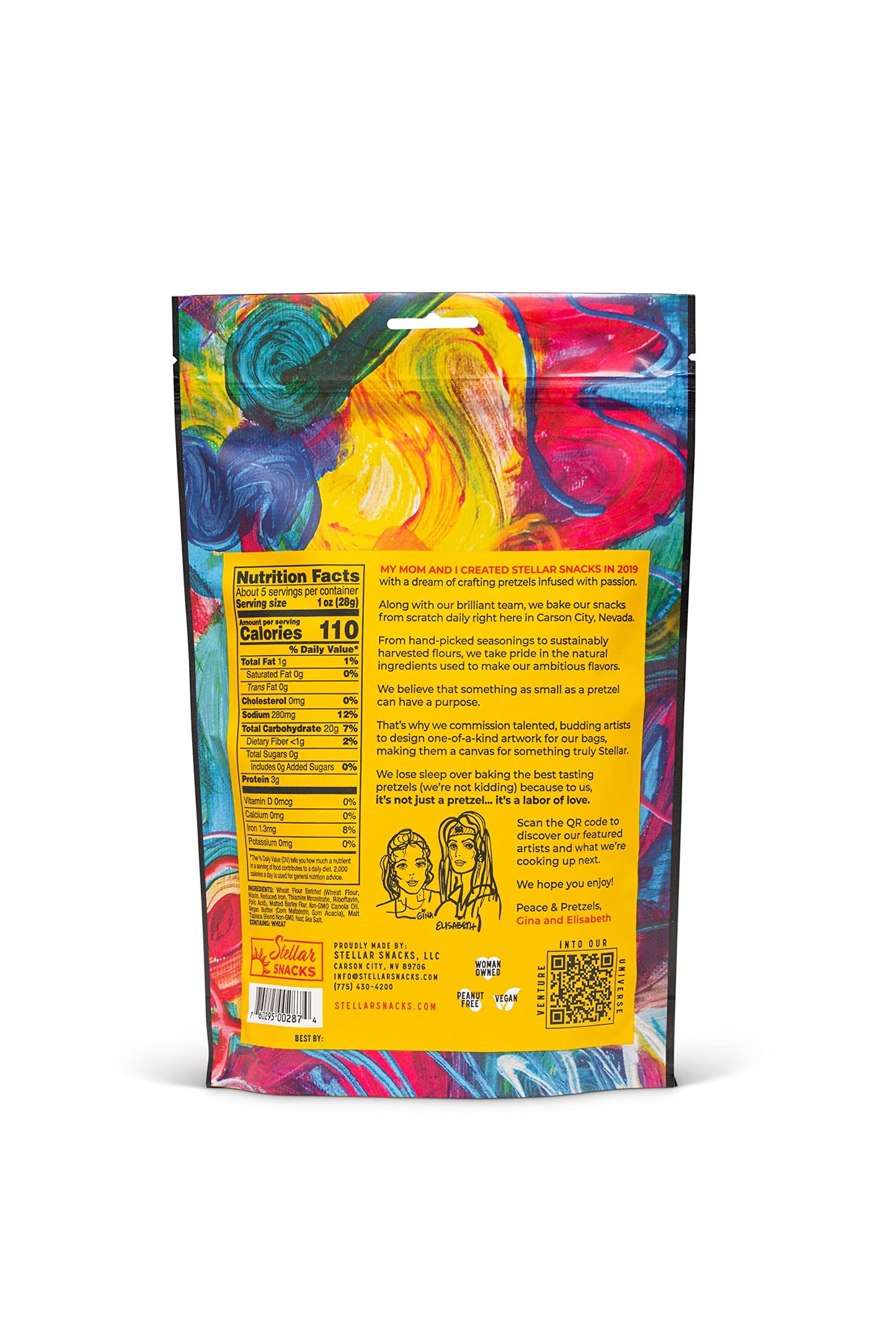 Stellar Snacks Pretzel Braids, Sea Salt, 5 Oz (Pack of 6), Gourmet Pretzel Sticks, Vegan, Kosher, Non GMO, Peanut Free, Healthy