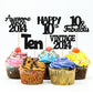 Gyufise 30 Pack Black Glitter Vintage 1968 Cupcake Toppers Glitter 55 Fabulous Happy 55 Cheers to 55 Years Birthday Cupcake Pick