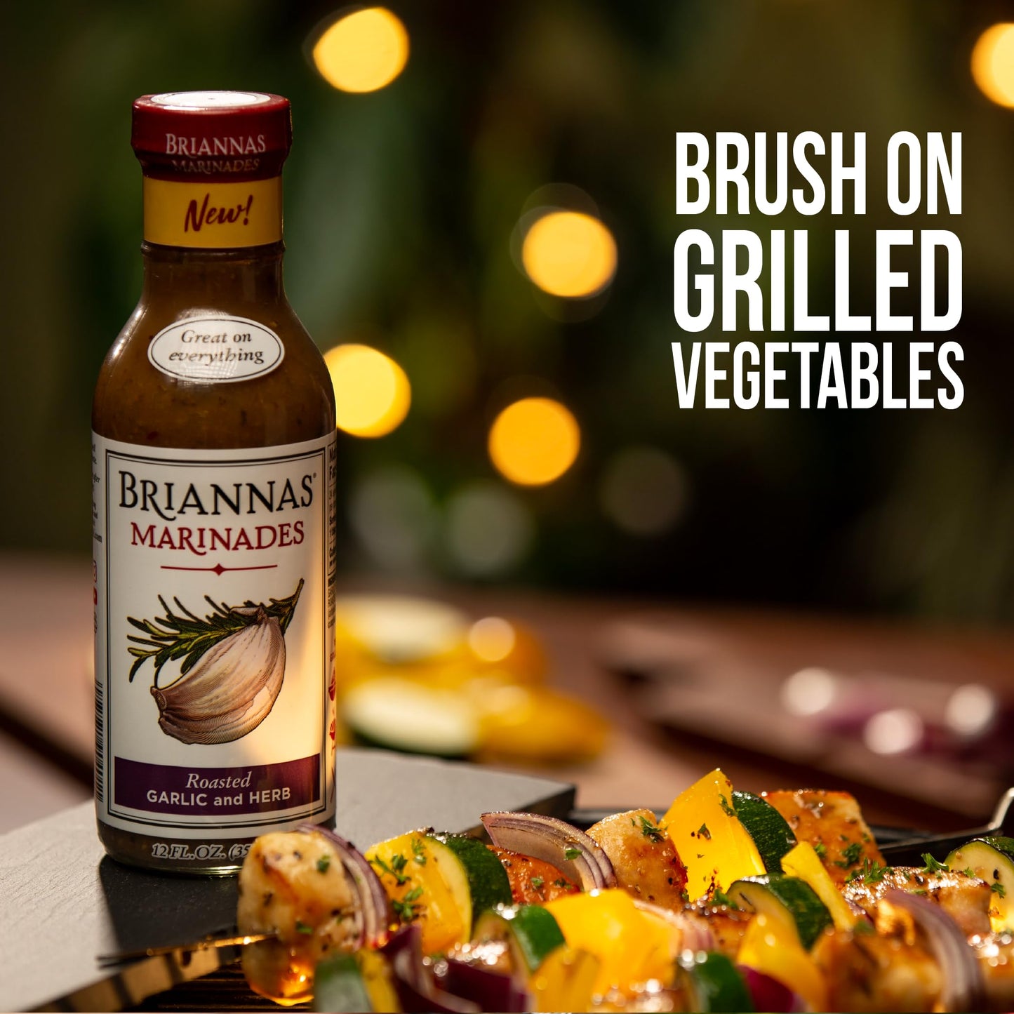 BRIANNAS Roasted Garlic & Herb Marinade, Small Batch, Gluten Free, Vegan, 12 oz. Bottle