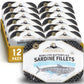 Brunswick Sardine Fillets In Water, 3.75 Oz Can (Pack Of 12) - Wild Caught Sardines In Spring Water- 18G Protein Per Serving - Gluten Free, Keto Friendly - Great For Pasta & Seafood Recipes