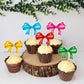 Cyodoos 24Pcs Color Bowknot Cupcake Toppers Cake Dessert Picks Decoration For Baby Shower Princess Cupcake Toppers For Birthday
