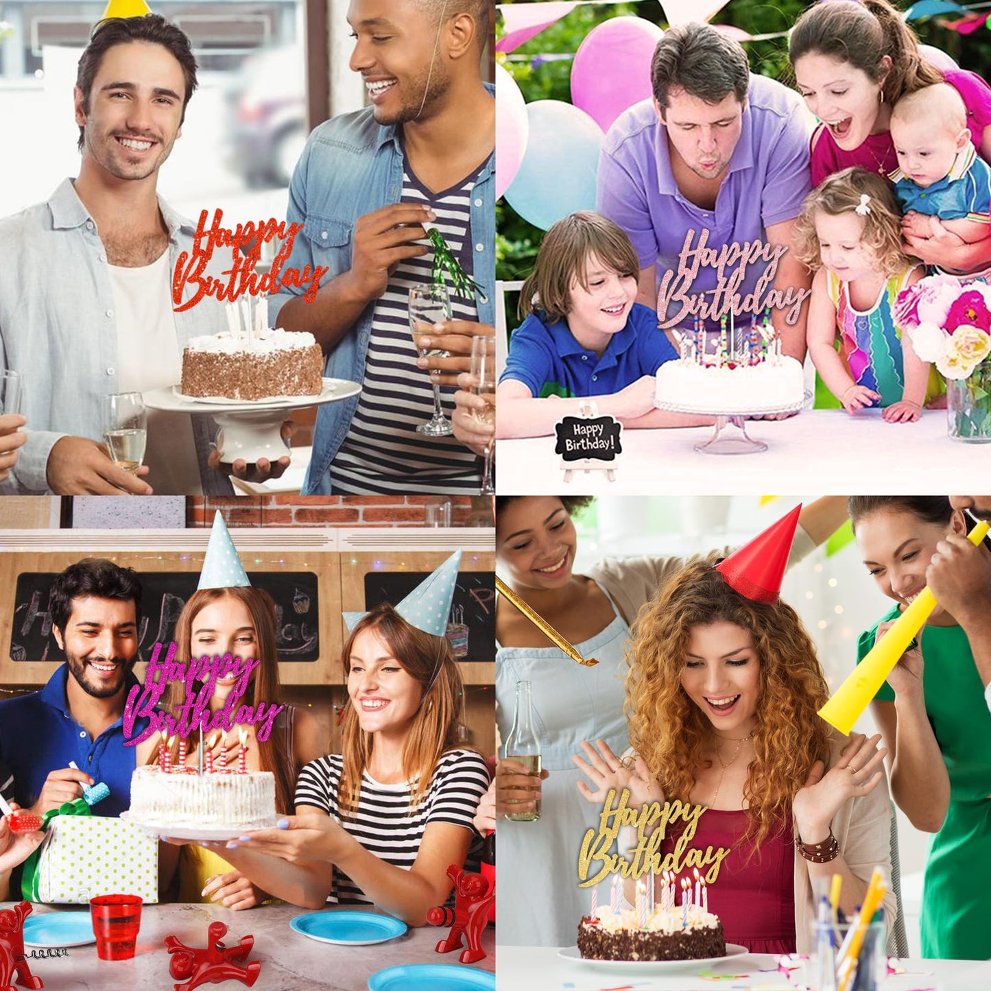 Beishida Happy Birthday Cake Toppers Black Glitter Birthday Cake Decoration Cake Baking Supplies 18Th 30Th 40Th Birthday Cake To