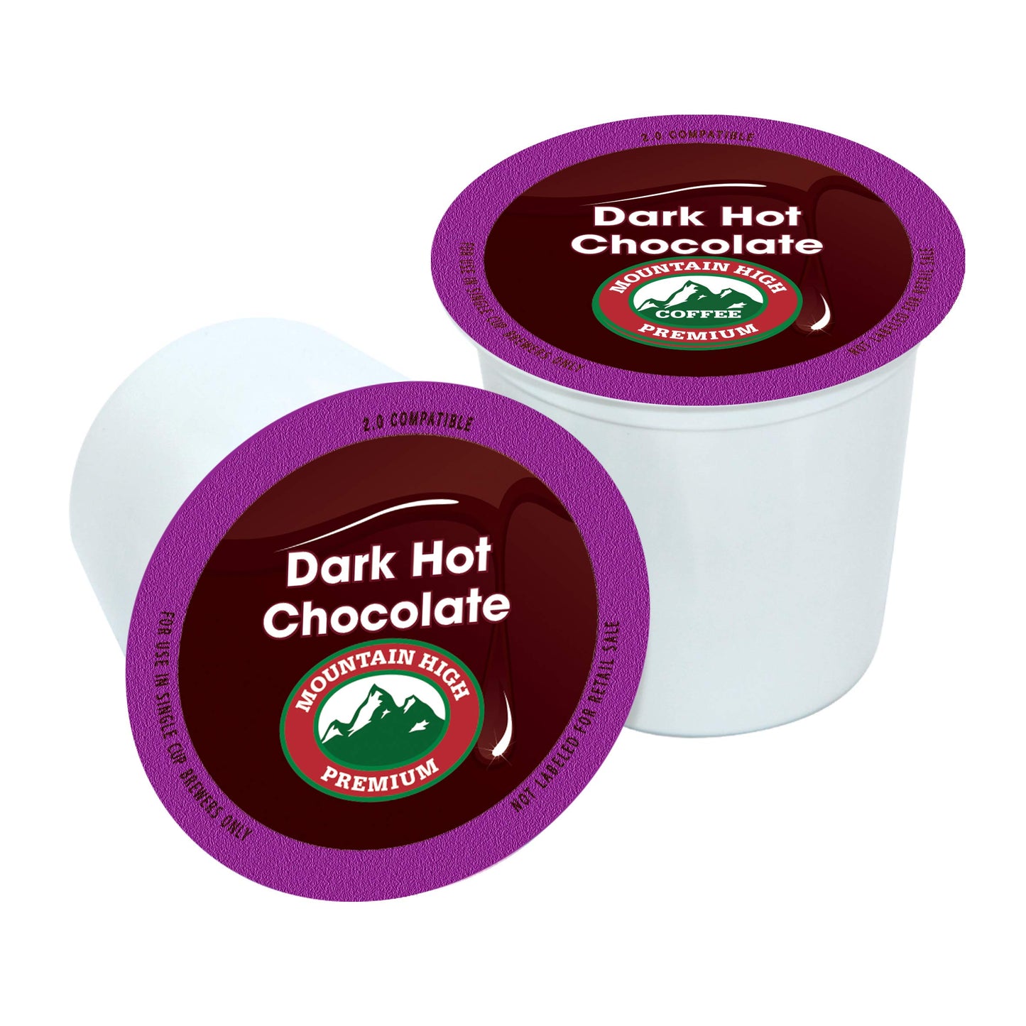 Mountain High All Natural Hot Chocolate - 2.0 Compatible Single Serve Cups (Dark Chocolate, 72)