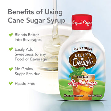 Kellys Delight: All Natural Liquid Cane Sugar 16oz (473ml)