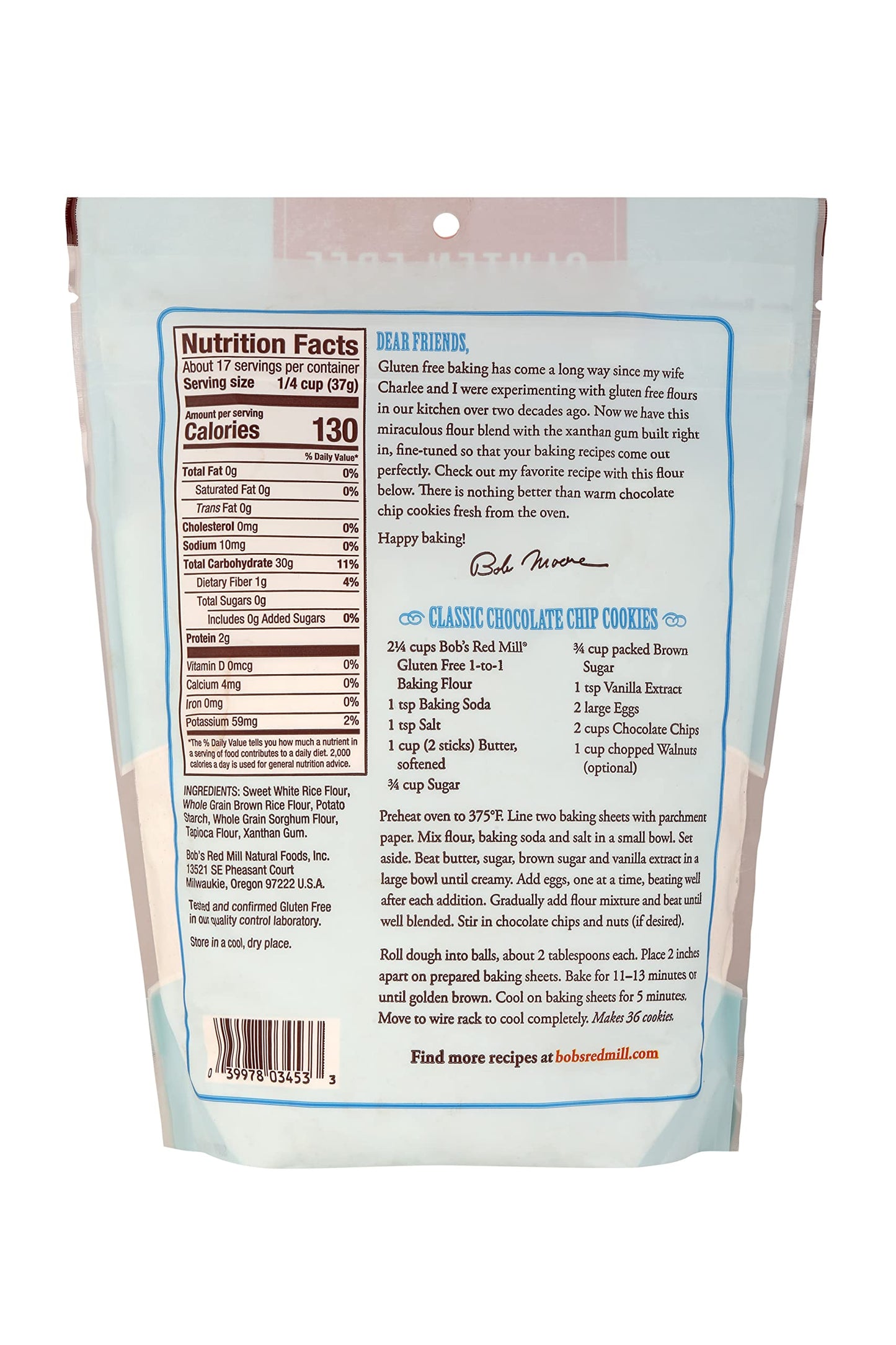 Bob'S Red Mill Gluten Free 1 To 1 Baking Flour 22 Oz (623 Grams) Pkg