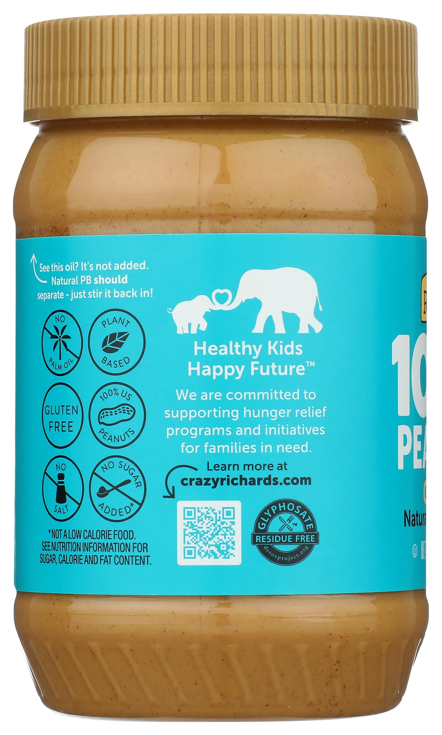Crazy Richards 100% All-Natural Creamy Peanut Butter, No Added Sugar Peanut Butter Non-GMO, Vegan (16 Ounce (Pack of 1))