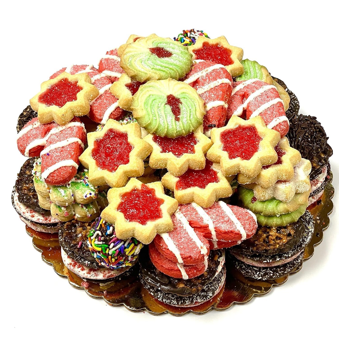 RawJoy Gourmet Christmas Cookies Platter with 75+ Cookies, Christmas Gift Baskets, Assotment Cookies for gift pack 3 lb