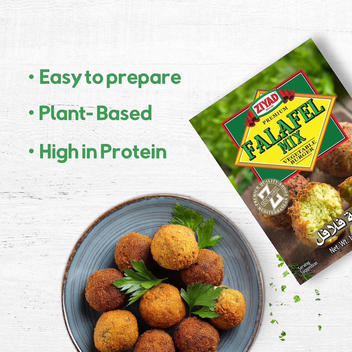 Ziyad Falafel Dry Mix, Gluten-Free, Vegan, Non-GMO, No Additives, No Preservatives, Great for Making Veggie Burgers and Snacks,