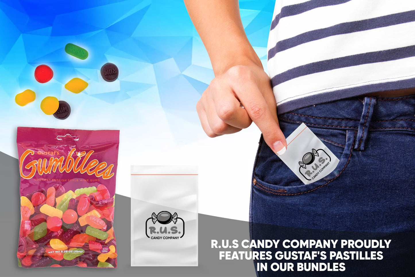 R.U.S. Candy Gourmet English Style Wine Gums, Assorted Fruit Flavored Gummies, 2 Pack, 5.29 oz Each